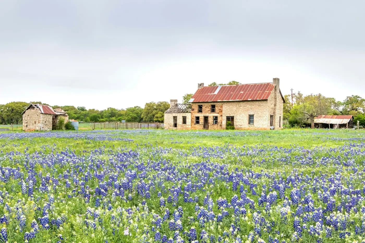 Historic Fredericksburg stone building in the Texas Hill Country